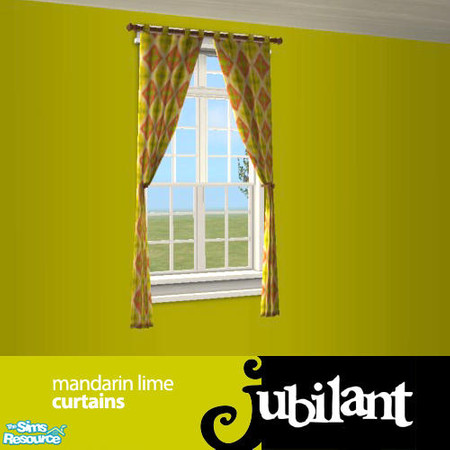 Sims 2 — Mandarin Lime Curtains by Jubilant — These are the mandarin lime curtains. They have a nice geometric orange ,