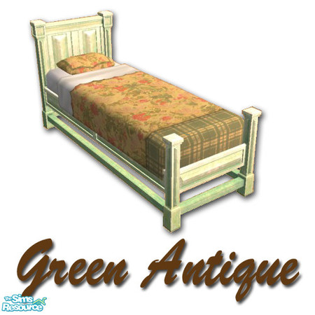 Sims 2 — Antiqued Green Bedframe by Potter_Fan — A green bedframe to give your sims' home a rustic feel.