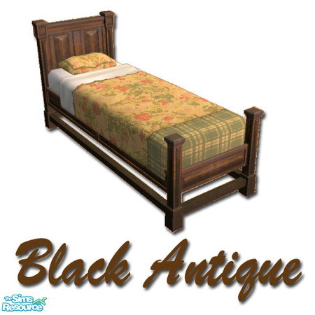 Sims 2 — Antiqued Black Bedframe by Potter_Fan — A black bedframe to give your sims' home a rustic feel.
