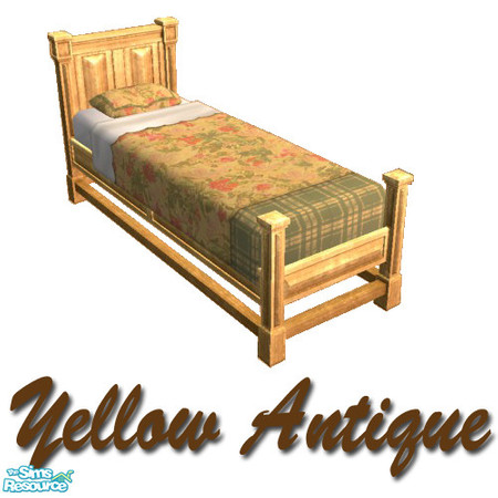 Sims 2 — Antiqued Yellow Bedframe by Potter_Fan — A yellow bedframe to give your sims' home a rustic feel.