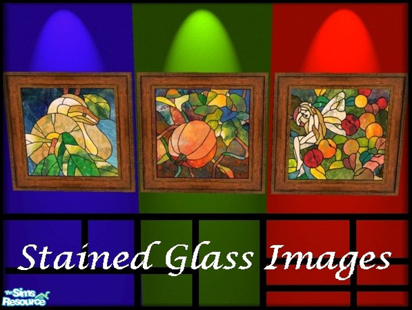 Sims 2 — Stained Glass Images by galilea — Very beautiful, bright colors in these 3 stained glass pictures. They are sure