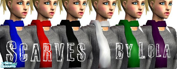 Sims 2 — Scarves by Lola — Scarves to keep your simmys warm in the winter months.