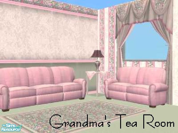 Sims 2 — Grandma's Tea Room by Yizzi — My grandmother's sitting room where she often pours over old scrapbooks and drinks