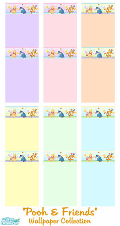 Sims 2 — \'Pooh & Friends\' Walls Collection by shadow66 — This is a set of six plain, pastel walls (green, lavender,