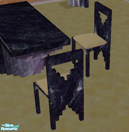 Sims 2 — Blue Marble Chair by Spaik — Recolor of my Corners and Angles Chair in blue marble and cream leather cushion.