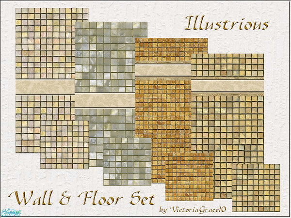 Sims 2 — Illustrious Floors & Walls by VictoriaGrace — Set of four tiled walls & floors for your Sims.