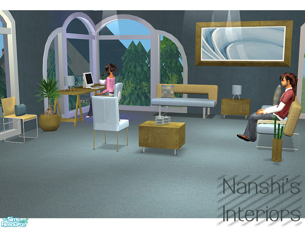 Sims 2 — Cool Blue Modern Study by Nanshi — Recolour based on MangoSims Solo set