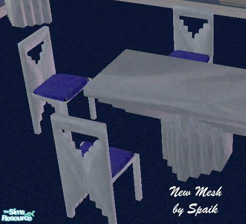 Sims 2 — Corners and Angles Chair by Spaik — A modern style chair made of shining marble with a blue leather cushion. NEW