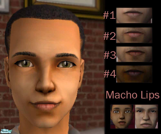 Sims 2 — Macho Lips Set by swastidw — Tired of those smooth lips your male sims have? Find them a little too feminine for