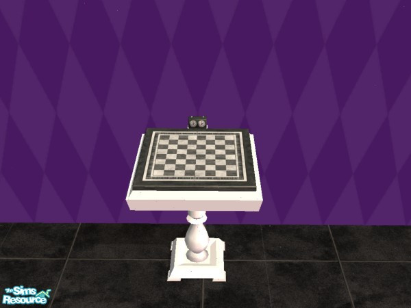 Sims 2 — Modern Chess Board by Riabeest — Recolour of the Maxis chessboard, simple white wood with black/white surface.