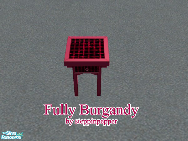 Sims 2 — Fully Burgandy End Table by steppinpepper — Part of Fully Burgandy Dorm Room.