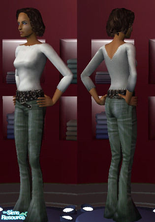 Sims 2 — Ballet Front, V Back Top - White by circlebyhabit — This shirt features a ballet style scoop front, and low V