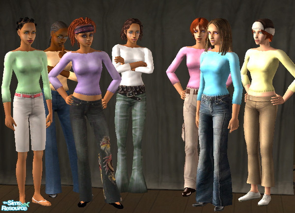 Sims 2 — Pastel Ballet Front, V Back Tops by circlebyhabit — The shirts in these sets were inspired by a style of shirt