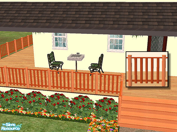 Sims 2 — Country Fence in jequitiba - rosewood by chrissy6930 — Country fence with posts in jequitiba and railing in