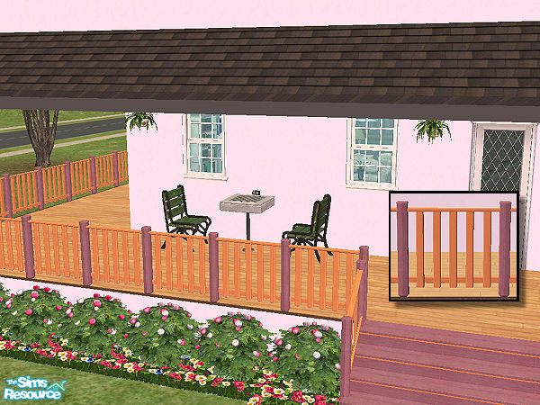 Sims 2 — Country Fence in purpleheart - jequitiba by chrissy6930 — Country fence with posts in purpleheart and railing in