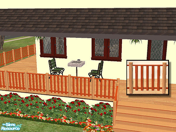 Sims 2 — Country Fence in light wood - rosewood by chrissy6930 — Country fence with posts in light wood and railing in