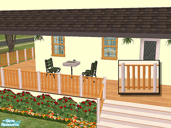 Sims 2 — Country Fence in white wood - maple by chrissy6930 — Country fence with posts in white wood and railing in