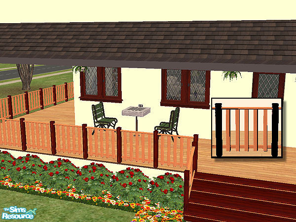 Sims 2 — Country Fence in dark wood - jequitiba by chrissy6930 — Country fence with posts in dark wood and railing in