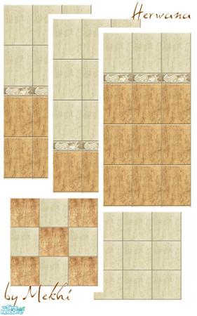 Sims 2 — Herwana by Mekhi — Tiled set consisting of three walls with shells pattern and two matching floors. Enjoy!