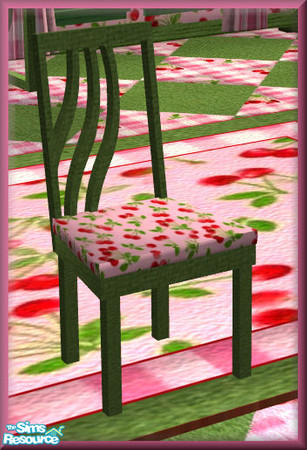 Sims 2 — NK TC56 Sieven Bedroom - Desk Chair by MoMama — A desk chair of green weave with a cherry seat cushion.