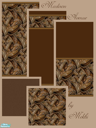 Sims 2 — Madison Avenue by Mekhi — Dark brown set of three wallpapers and two carpets, enjoy!
