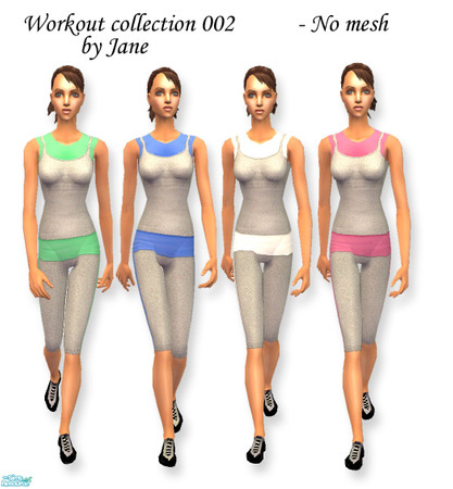 Sims 2 — Workout collection 002 by janhen06 — Workout clothes for female adults in 4 different colours - all matched with
