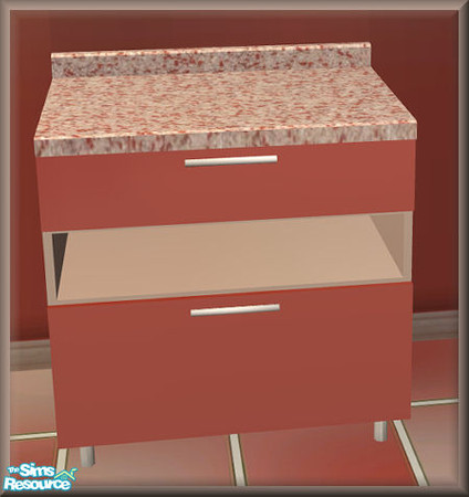 Sims 2 — NK Jazz Zeal Kitchen - Counter by MoMama — A drawer and cupboard surround an open shelf in this nice counter in