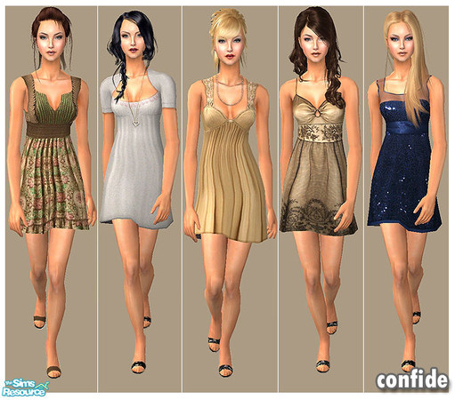 Sims 2 — Lively by confide — Set of 5 dresses for casual/formal wear. Don't forget to download my Anchors away mesh.