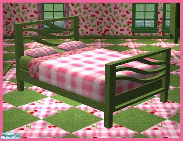 Sims 2 — NK TC56 Sieven Bedroom - Bed Frame by MoMama — A bedframe in a green weave material.