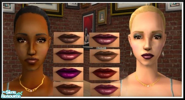 Sims 2 — Dark as the night by elainearora — This is my latest lipstick collection.I made it primarily for my dark skinned