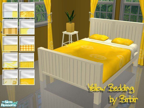 Sims 2 — Yellow Bedding by Birbir — Ten different yellow beddings. And it's not a dark stain on the beddings, just an