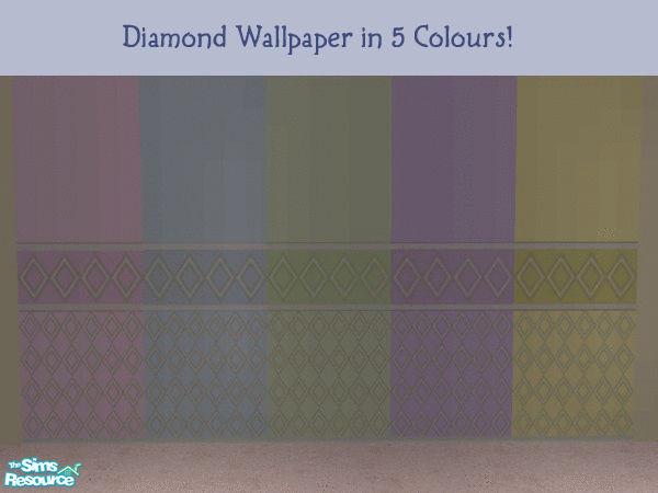 Sims 2 — Diamond Wallpaper Collection by lym — Diamond Wallpaper Collection in five colours: Pink, Blue, Green, Cream and