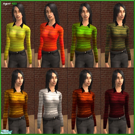 Sims 2 — Striped Shirts with Black Collars 2 by Agent420 — Pick and choose your favorite colors or grab the whole set.