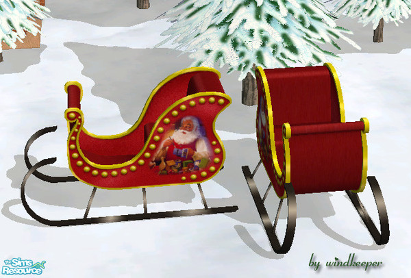 Sims 2 — Santa's sleigh by Windkeeper — *Jun 17/06 updated to remove shine* Decorative lifesize sleigh. Found under