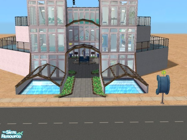 Sims 2 — Clarke Station by jenwar — One-stop modern shopping! This modern lot has a food court w/drinks, clothing store,