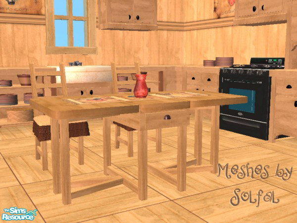 Sims 2 — Country Sampler Table by SpringwolfDecor — A Little bit of the country for your kitchen! Featuring fruits and