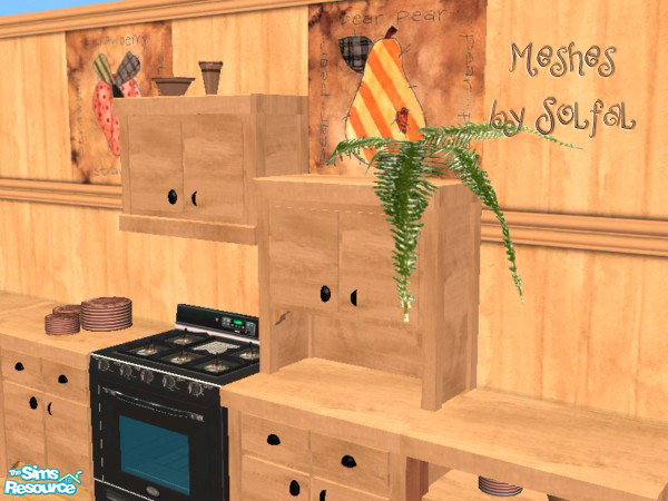 Sims 2 — Country Sampler Hutch with Plant by SpringwolfDecor — A Little bit of the country for your kitchen! Featuring