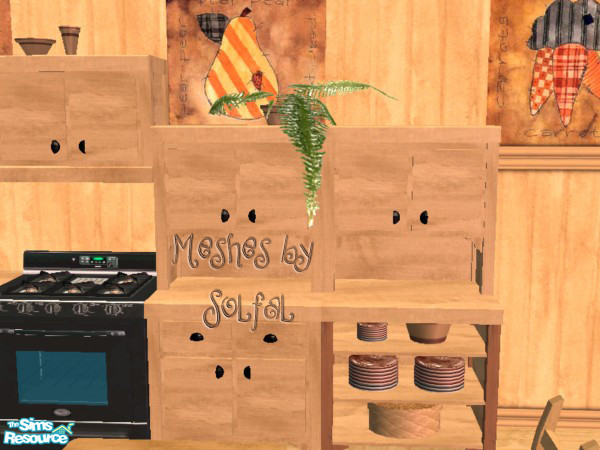 Sims 2 — Country Sampler Hutch Cabinet by SpringwolfDecor — A Little bit of the country for your kitchen! Featuring