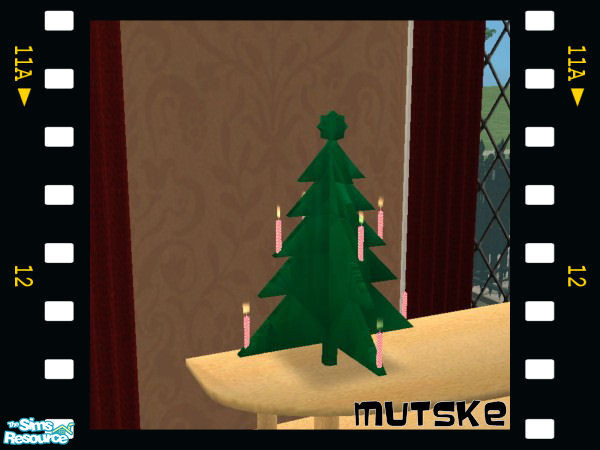 Sims 2 — Wooden Christmas Strips Candle by Mutske — Wooden Christmas Tree with 8 candles.