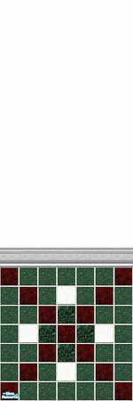 Sims 2 — Mistletoe Berries Half by Lorah — Celebrate Christmas with red, white and green tile with white chair rail.