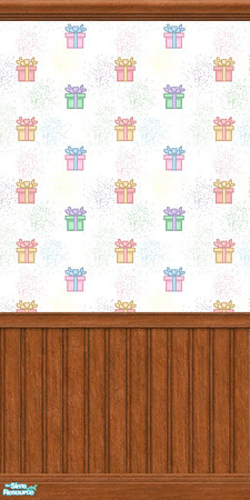 Sims 2 — TL - Xmas Bears Wall Half Panel by TabbyLou — Half panel with presents background wall for Bears and Christmas