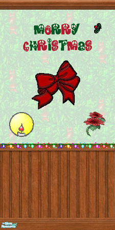 Sims 2 — TL - Walls Xmas Garland Half MC by TabbyLou — Merry Christmas & decals on Christmas Wallpaper with green