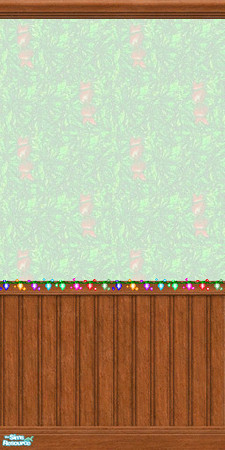 Sims 2 — TL - Walls Xmas Garland Half Edge by TabbyLou — Half Panel with edge on Christmas Wallpaper with green garland