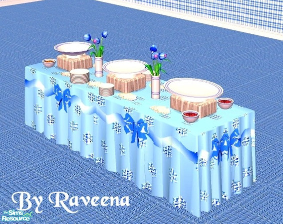 Sims 2 — Snowflakes Christmas Buffet Table by Raveena — Part of the Christmas Buffet tables set.