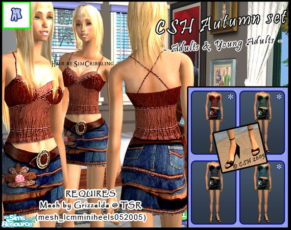 Sims 2 — CSH A Autumn set by Fairysunlight — Take advantage of the last sunny days to wear this ! Fashion jean skirt and