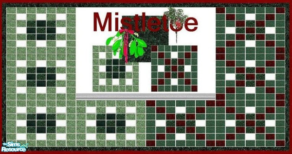 Sims 2 — Mistletoe Tiles by Lorah — Celebrate Christmas with green, white and red tiles.