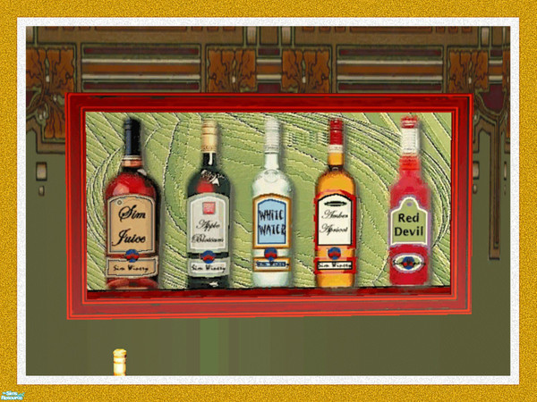 Sims 2 — Regency Painting-Bottles On A Shelf by Dgandy — Recolor of the 'Sim City At Night' Painting. Everything you need