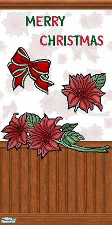 Sims 2 — TL - Walls Xmas Poinsettia Half MC by TabbyLou — Merry Christmas & decals on Christmas Wallpaper with