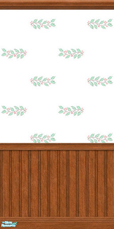 Sims 2 — TL - Walls Xmas Holly1 Half Panel by TabbyLou — Half Panel in Christmas Wallpaper with Holly #1 in background.