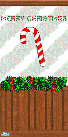 Sims 2 — TL - Walls Xmas WGarland MC by TabbyLou — Merry Christmas & decals on Christmas Wallpaper with wreathlike